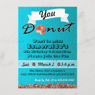 Donut Party Invitation, Donut Birthday Invitation