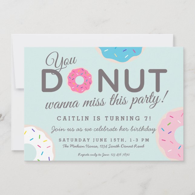 Donut Party Invitations | Donut Birthday Party (Front)