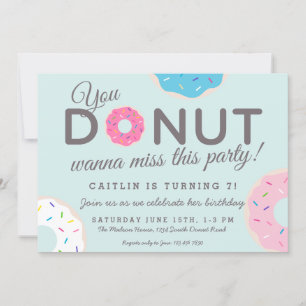 Donut Party Invitations Donut Birthday Party