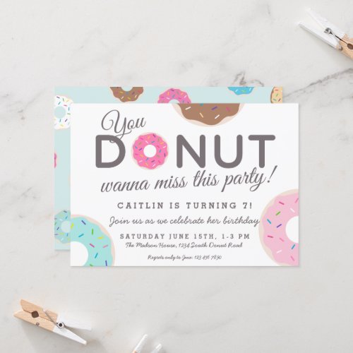 Donut Party Invitations  Donut Birthday Party