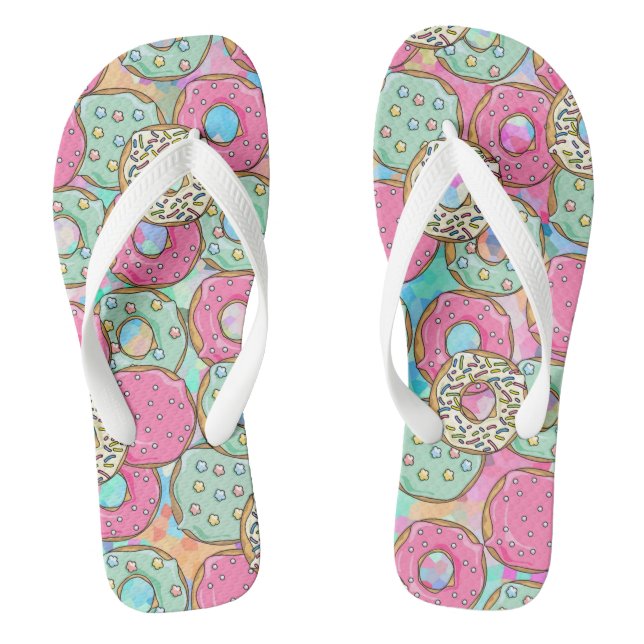 Donut Party Pastel Cute Flip Flops (Footbed)