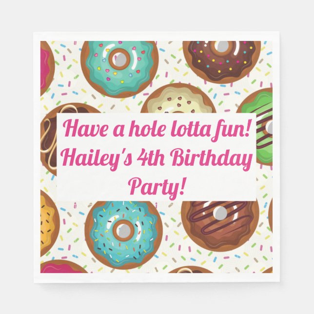 Donut Party Personalized Napkins (Front)