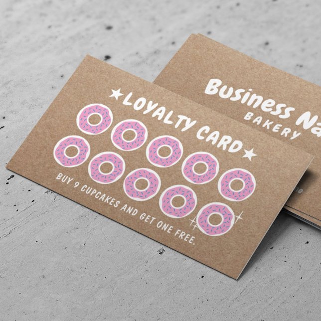 Donut Pastry Bakery Kraft Loyalty Reward Card (Creator Uploaded)