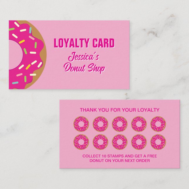 Donut pastry bakery loyalty punch card template (Front/Back)