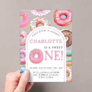 Donut Pattern 1st Birthday Party First Sweet One Acrylic Invitations