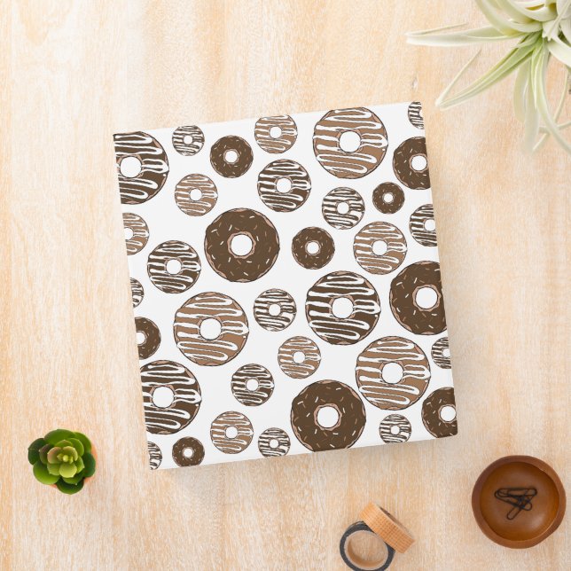 Donut Pattern, Chocolate Donuts, Caramel Donuts 3 Ring Binder (In Situ)