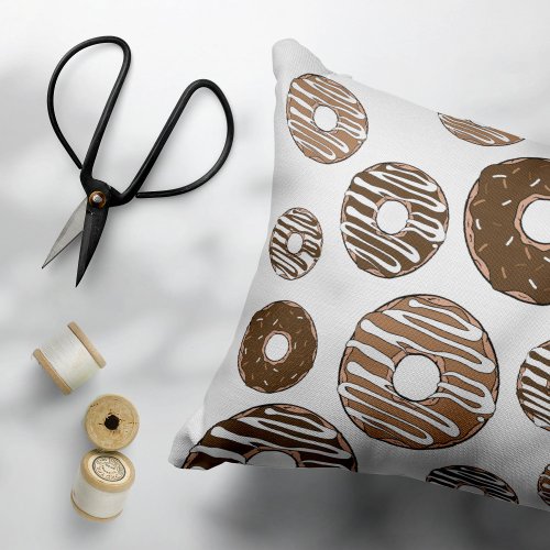 Donut Pattern Chocolate Donuts Caramel Donuts Accent Pillow