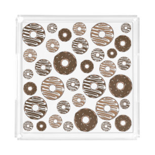 Donut Pattern, Chocolate Donuts, Caramel Donuts Acrylic Tray
