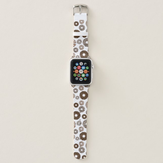 Donut Pattern, Chocolate Donuts, Caramel Donuts Apple Watch Band (Front)