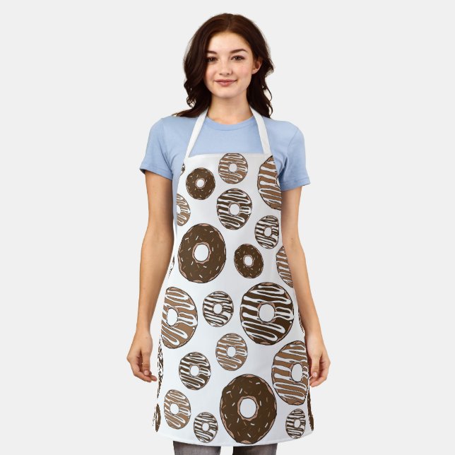 Donut Pattern, Chocolate Donuts, Caramel Donuts Apron (Worn)