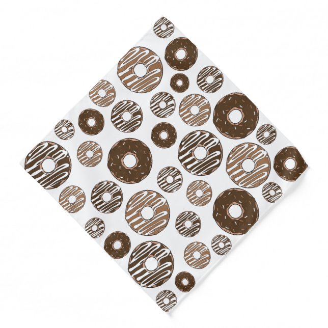 Donut Pattern, Chocolate Donuts, Caramel Donuts Bandana (Front)