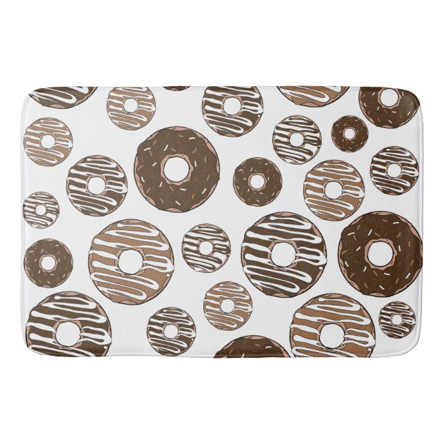 Donut Pattern, Chocolate Donuts, Caramel Donuts Bath Mat (Front)