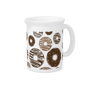 Donut Pattern, Chocolate Donuts, Caramel Donuts Beverage Pitcher