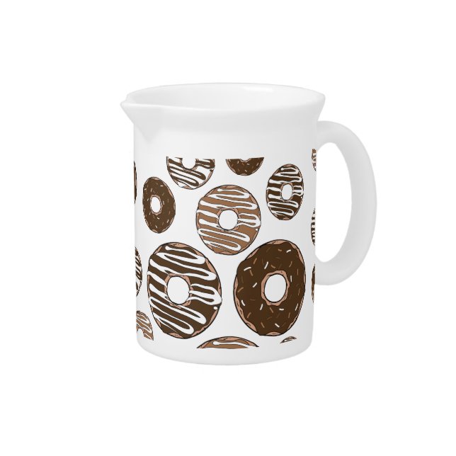 Donut Pattern, Chocolate Donuts, Caramel Donuts Beverage Pitcher (Right)