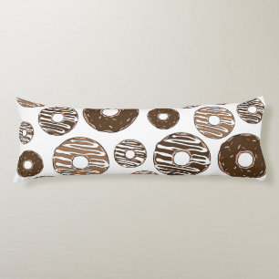 Donut Pattern, Chocolate Donuts, Caramel Donuts Body Pillow