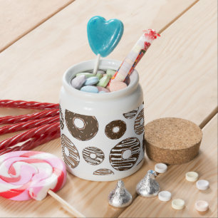 Donut Pattern, Chocolate Donuts, Caramel Donuts Candy Jar