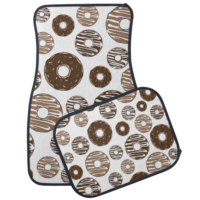 Donut Pattern, Chocolate Donuts, Caramel Donuts Car Floor Mat (Set)