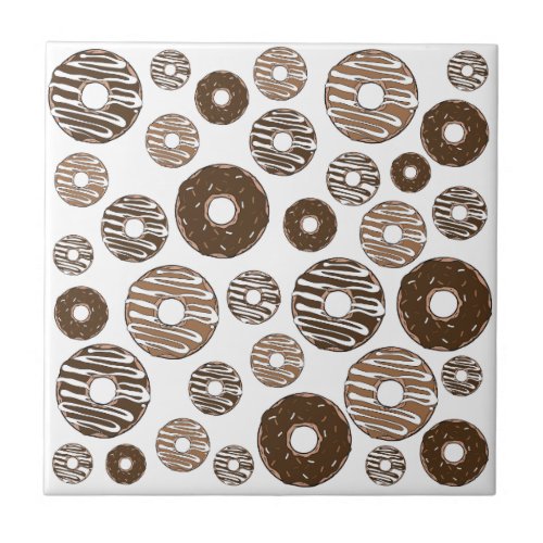 Donut Pattern Chocolate Donuts Caramel Donuts Ceramic Tile