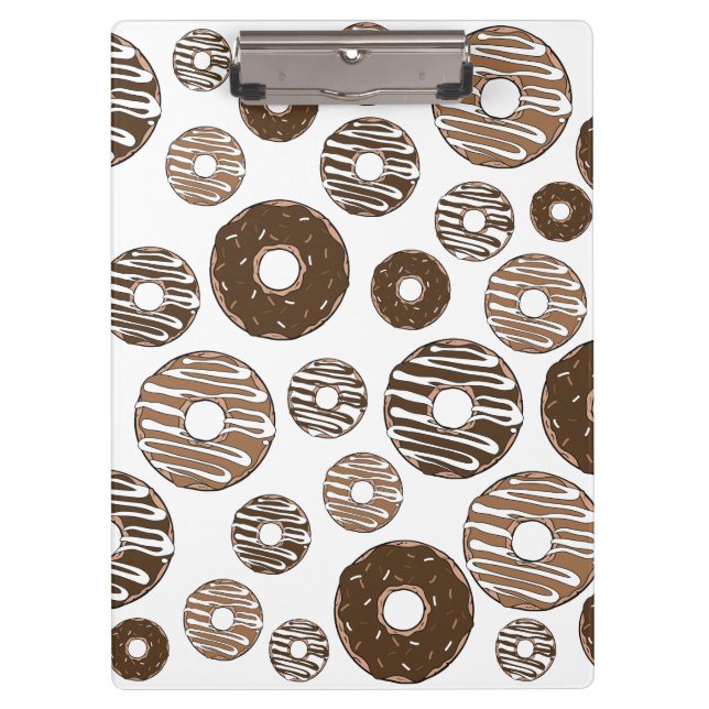 Donut Pattern, Chocolate Donuts, Caramel Donuts Clipboard (Front)