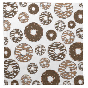 Donut Pattern, Chocolate Donuts, Caramel Donuts Cloth Napkin