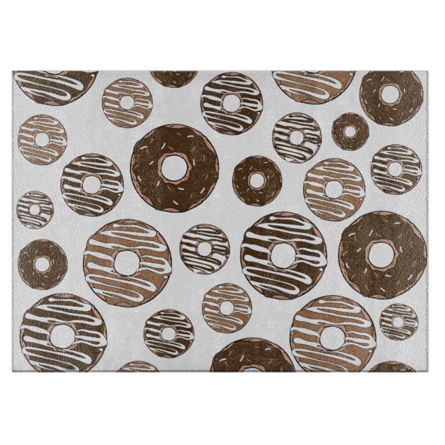 Donut Pattern, Chocolate Donuts, Caramel Donuts Cutting Board (Front)