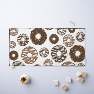 Donut Pattern, Chocolate Donuts, Caramel Donuts Desk Mat