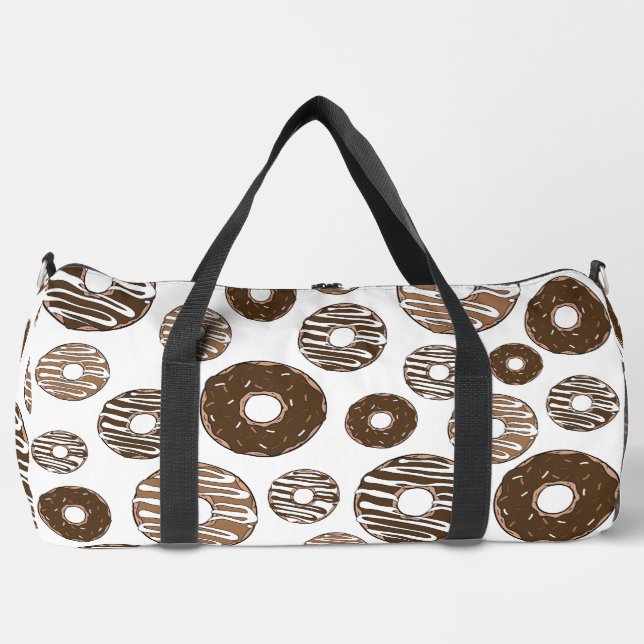 Donut Pattern, Chocolate Donuts, Caramel Donuts Duffle Bag (Front)