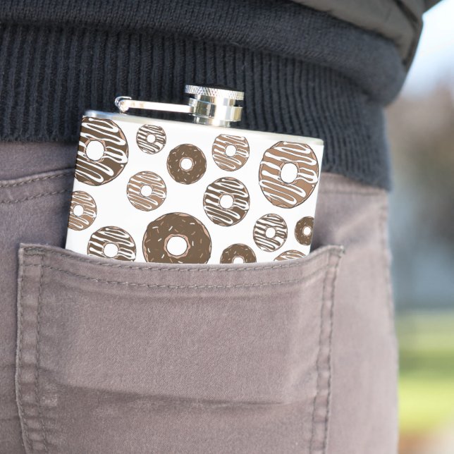 Donut Pattern, Chocolate Donuts, Caramel Donuts Flask (In Situ)