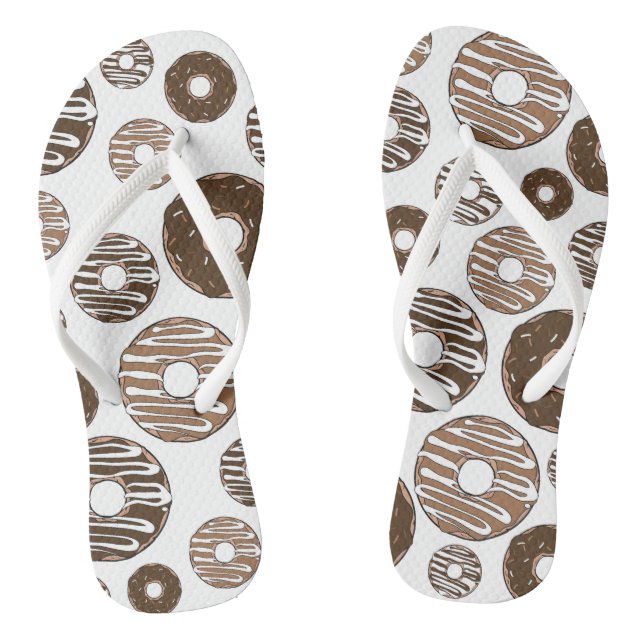 Donut Pattern, Chocolate Donuts, Caramel Donuts Flip Flops (Footbed)