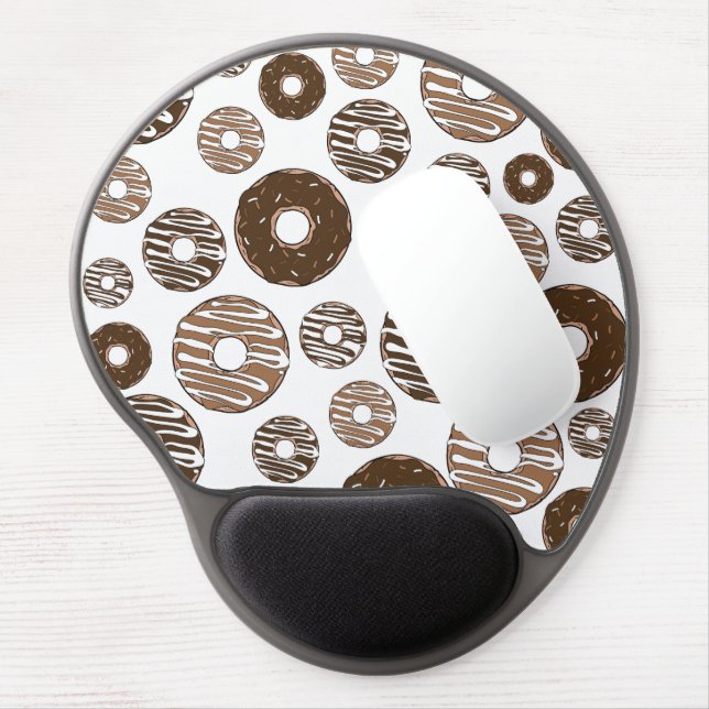 Donut Pattern, Chocolate Donuts, Caramel Donuts Gel Mouse Pad (Left Side)
