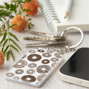 Donut Pattern, Chocolate Donuts, Caramel Donuts Keychain