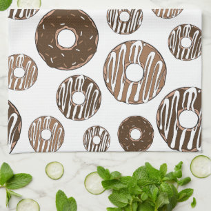 Donut Pattern, Chocolate Donuts, Caramel Donuts Kitchen Towel