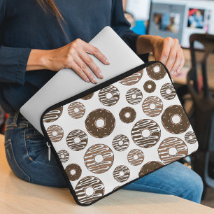 Donut Pattern, Chocolate Donuts, Caramel Donuts Laptop Sleeve