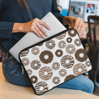 Donut Pattern, Chocolate Donuts, Caramel Donuts Laptop Sleeve