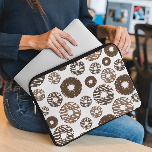 Donut Pattern, Chocolate Donuts, Caramel Donuts Laptop Sleeve (Creator Uploaded)