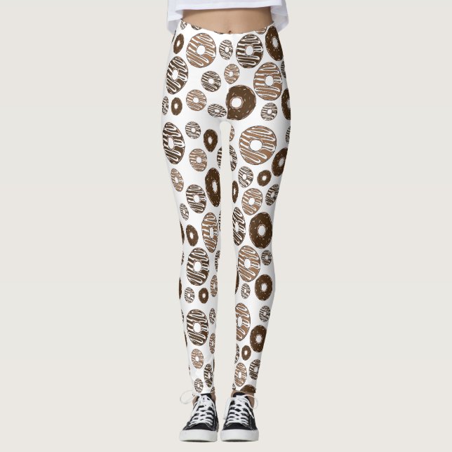 Donut Pattern, Chocolate Donuts, Caramel Donuts Leggings (Front)