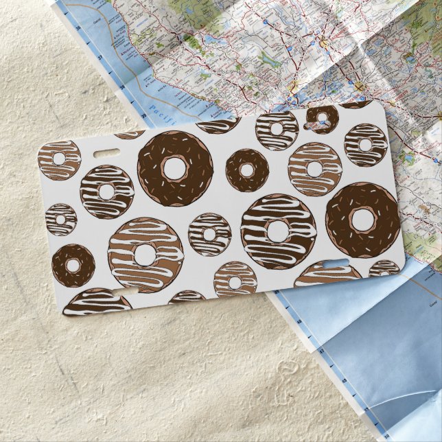 Donut Pattern, Chocolate Donuts, Caramel Donuts License Plate (In Situ)