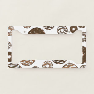 Donut Pattern, Chocolate Donuts, Caramel Donuts License Plate Frame
