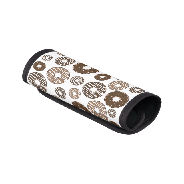 Donut Pattern, Chocolate Donuts, Caramel Donuts Luggage Handle Wrap (Angled)