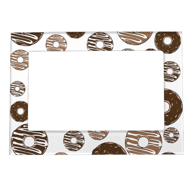 Donut Pattern, Chocolate Donuts, Caramel Donuts Magnetic Frame (Front)