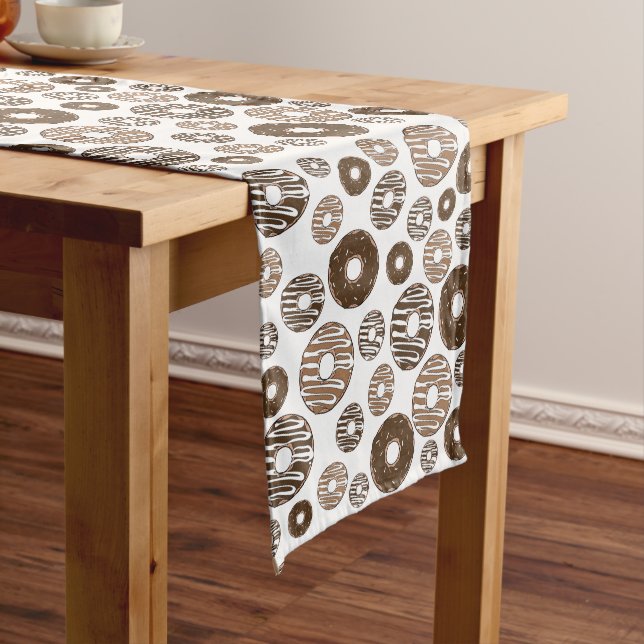 Donut Pattern, Chocolate Donuts, Caramel Donuts Medium Table Runner (In Situ)