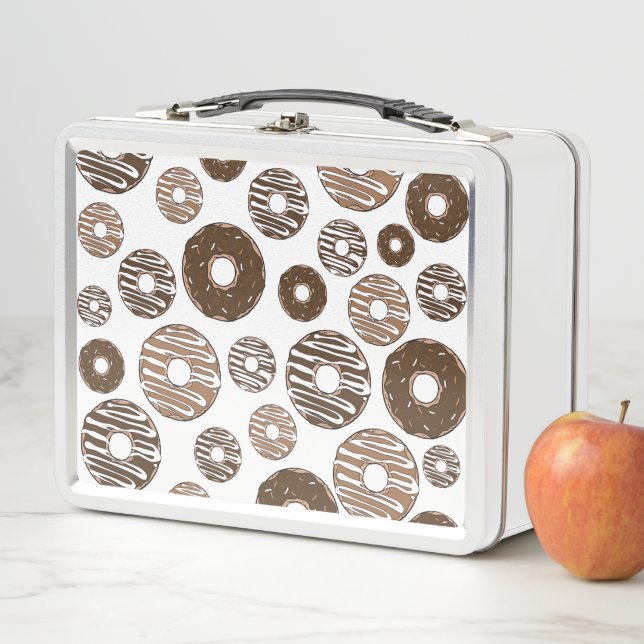 Donut Pattern, Chocolate Donuts, Caramel Donuts Metal Lunch Box (In Situ)