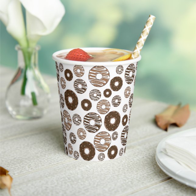 Donut Pattern, Chocolate Donuts, Caramel Donuts Paper Cups (Insitu)