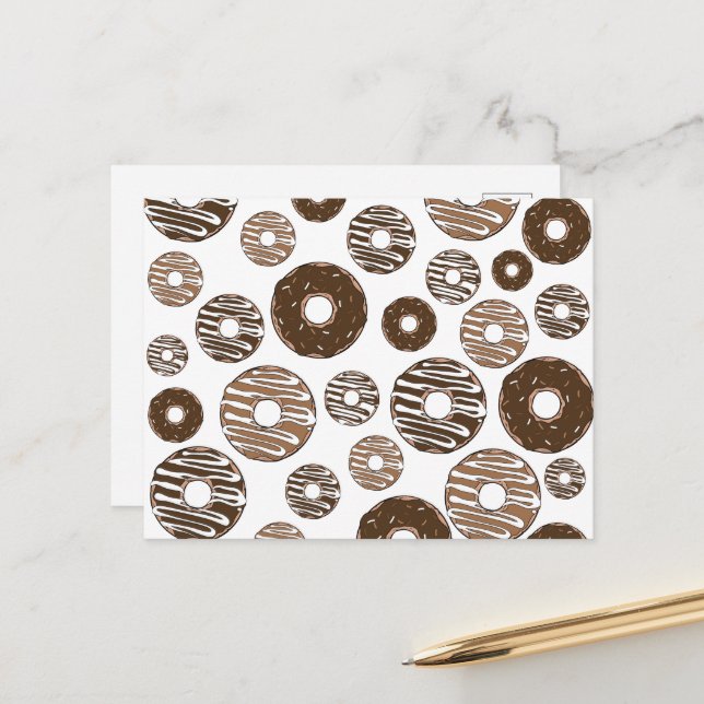 Donut Pattern, Chocolate Donuts, Caramel Donuts Postcard (Front/Back In Situ)