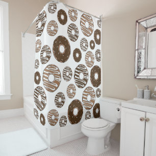 Donut Pattern, Chocolate Donuts, Caramel Donuts Shower Curtain