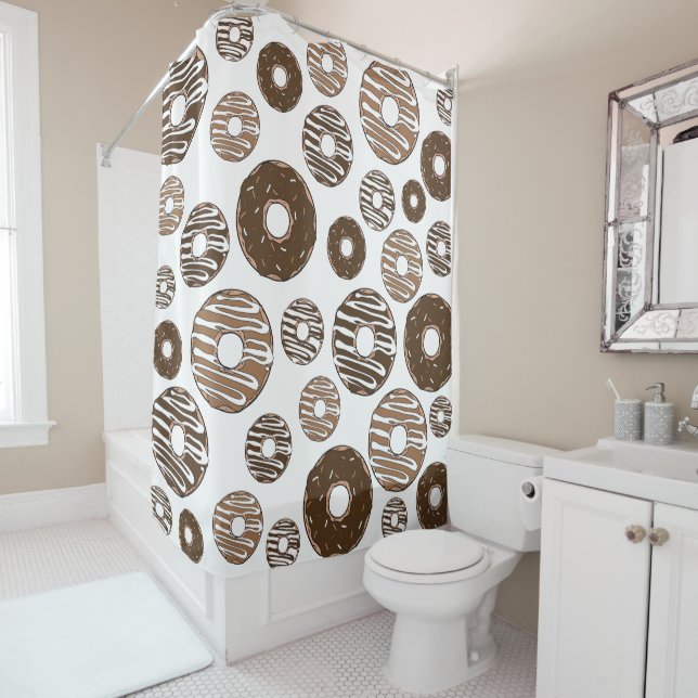 Donut Pattern, Chocolate Donuts, Caramel Donuts Shower Curtain (In Situ)