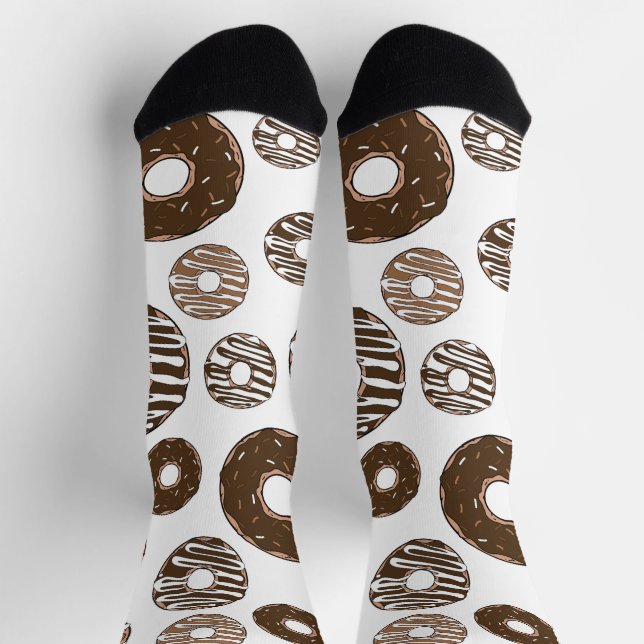 Donut Pattern, Chocolate Donuts, Caramel Donuts Socks (Top)