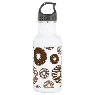 Donut Pattern, Chocolate Donuts, Caramel Donuts Stainless Steel Water Bottle