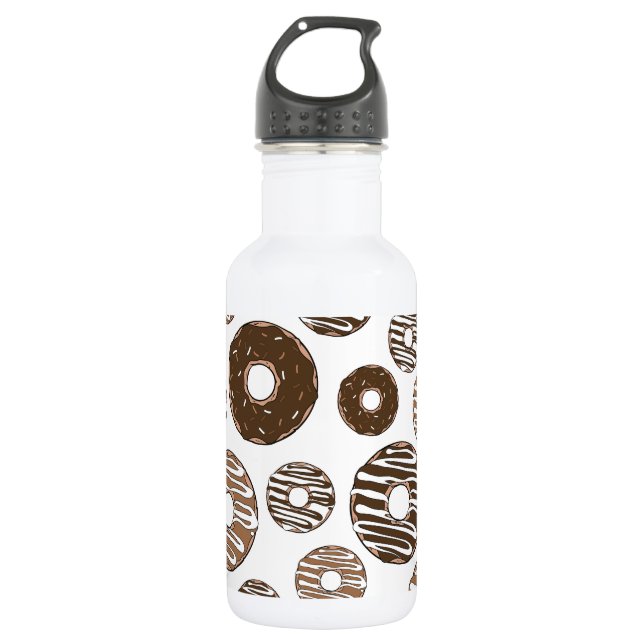Donut Pattern, Chocolate Donuts, Caramel Donuts Stainless Steel Water Bottle (Front)