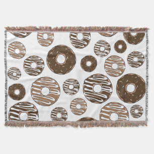 Donut Pattern, Chocolate Donuts, Caramel Donuts Throw Blanket
